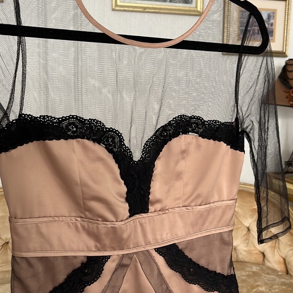 Vintage ASOS Champagne color satin and lace cocktail dress Y2K - Picture 3 of 9